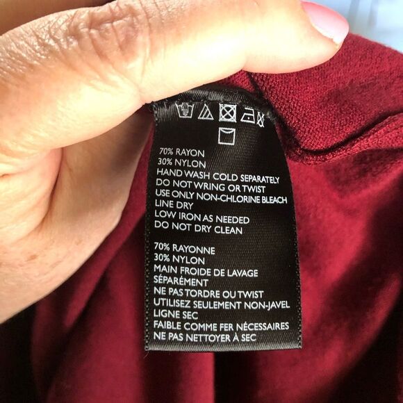 Silence + Noise Oversized Lace Up Long Sleeve V-Neck Sweater Red - S - Picture 13 of 14